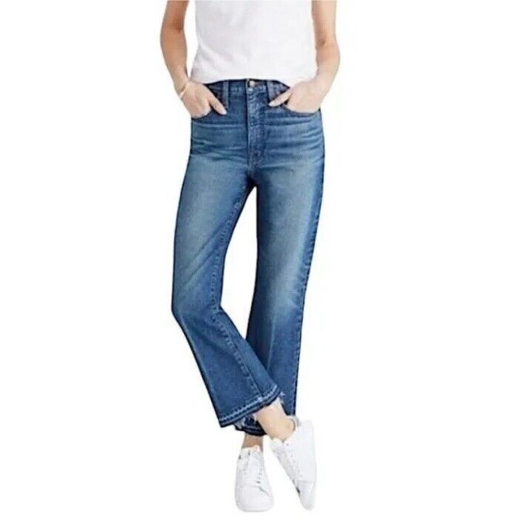 Madewell Jeans Size 26 Retro Crop Bootcut Frayed Raw Hem Straight Leg ***Patched